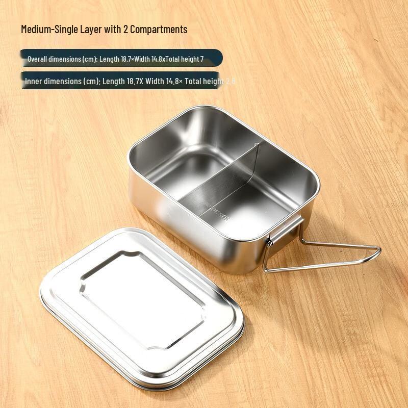 

304 Stainless Steel Rectangular Lunch Box with Handle