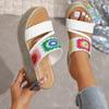 Fashion Ethnic Woven Wedge Slippers for Women Retro Embroidery Chunky Platform Slides Female Fashion 2025 Daily Non Slip Sandal Mujer