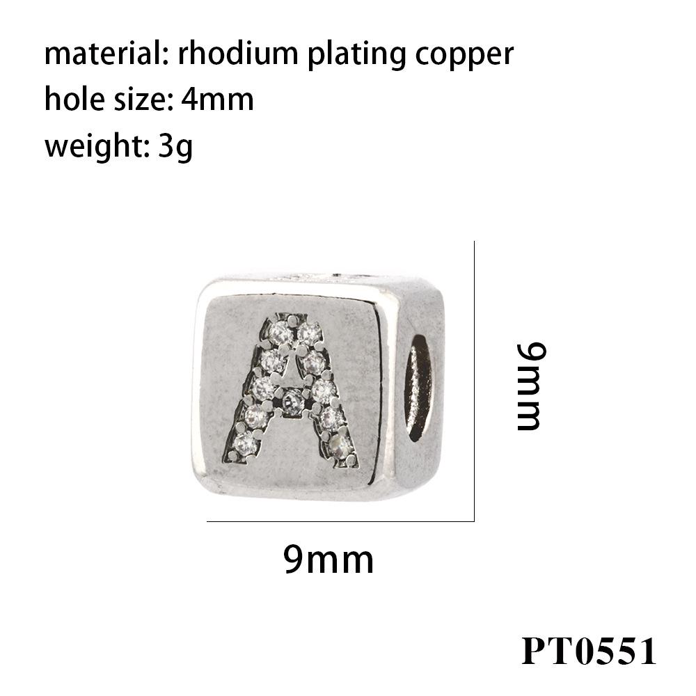 26 Letters Zirconia Inlaid Square Spacer Beads for DIY Bracelets, Necklaces & Pendants