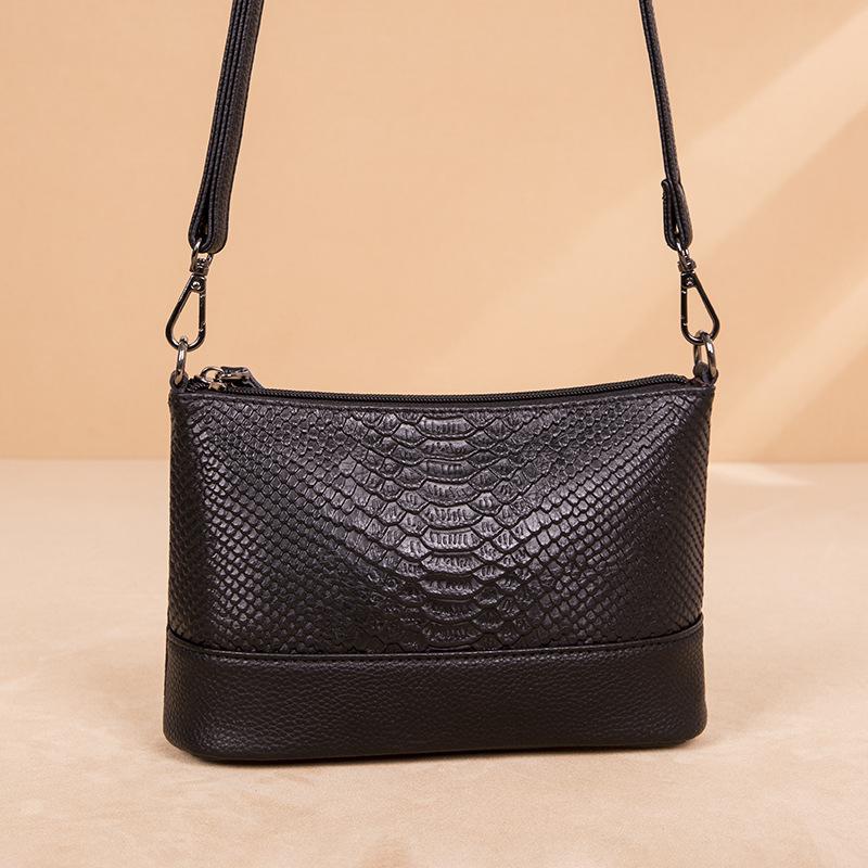 First layer cowhide women's bag new fashion leather shoulder messenger bag women's trendy versatile crocodile pattern small square bag