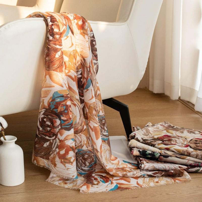 Womens Long Scarf Cotton-Linen Feel Thin Versatile Sun Protection