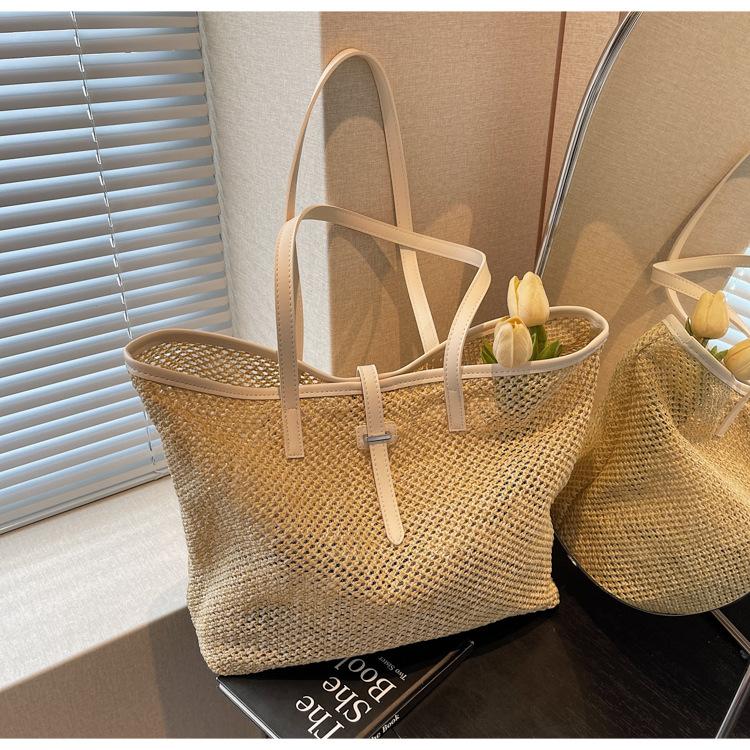 Straw large-capacity mother and child bag spring new woven bag vacation shoulder tote bag