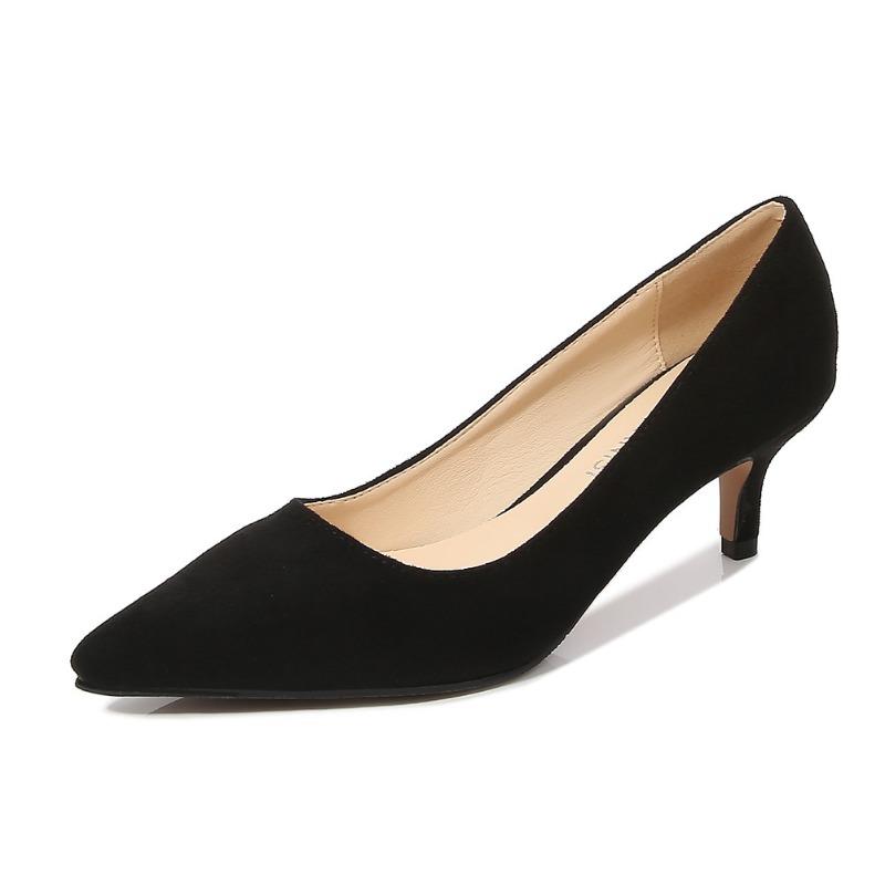 Pantofi cu toc subțire pentru fete, pantofi cu toc înalt negri din piele scamosată, vârf ascuțit, pantofi de zi cu un singur strat, pantofi de lucru, pantofi de damă Huidong