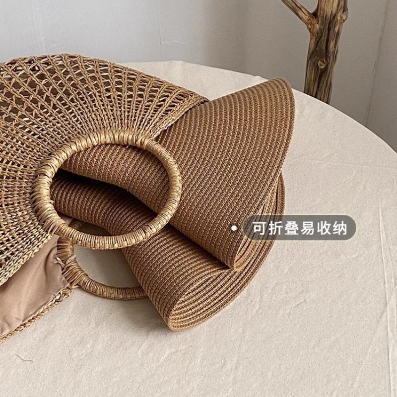 Oversized Brim Straw Hat Women's Summer Seaside Sunshade Sun Protection Hat Outdoor Travel Vacation Beach Hat Summer Hat Women's