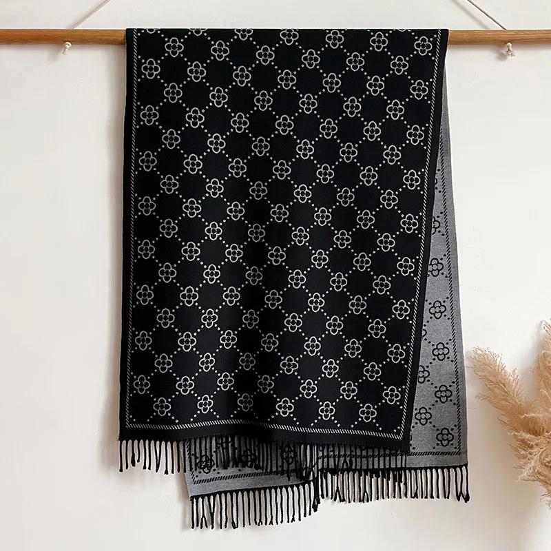 2025 Brand Warm Cashmere Poncho Shawl Scarf Luxury Print Thick Pashmina Winter Blanket Wraps Bufanda Casual Hijab Stoles Echarpe