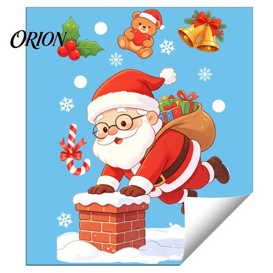Removable Window Clings for Winter Santa Claus Christmas Static Clings, Glass Stickers with Snowflake Bear Waterproof PVC Doors Bell Patterns,