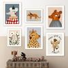 Léopard Lapin Ours Tigre Souris Arc-en-ciel Drôle Art Mural Toile Peinture Nordique Affiches Et Impressions Mur Photos Enfants Chambre Décor Sans Cadre
