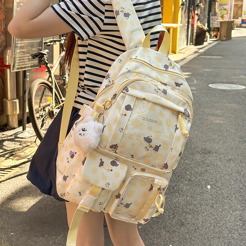 Puppy Printed Schoolbag Junior High School Students Lightweight Backpack Women's Cartoon Backpack