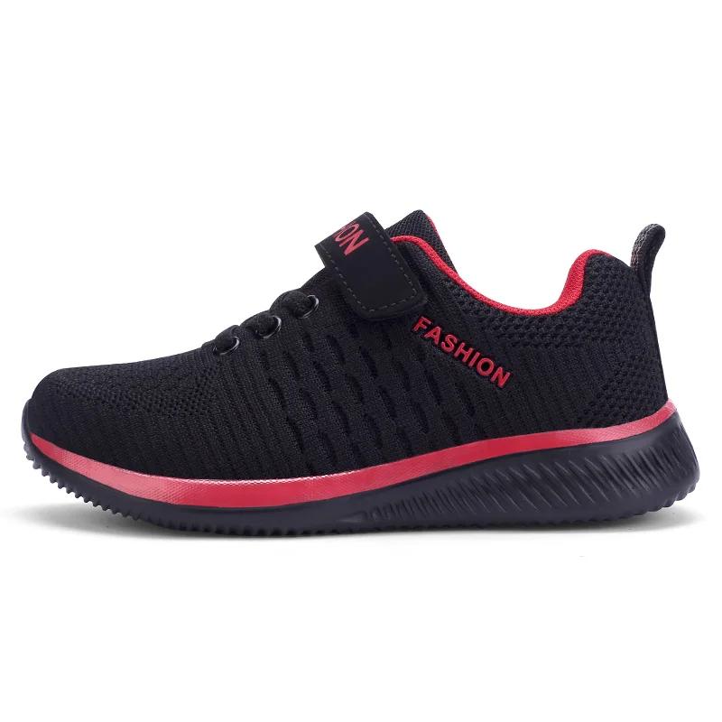 Boys Light Sneakers Student Kid Summer Breathable Mesh Sport Footwear Fall Winter 7-12y Children Flat Shoes Black Casual Shoes