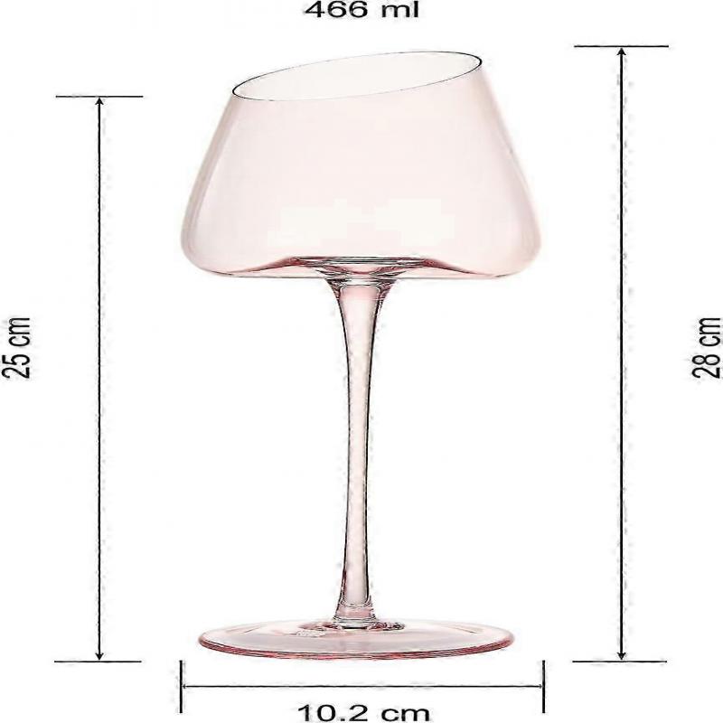 Pink Wine Glasses Set of 2 | 18oz Rose Blush Slanted Stemmed Glassware for Women, Gifts for Wife Girlfriend Birthday Wedding - JA