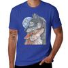Two Wolves Under Full Moon, No Background T-Shirt Summer Top Heavyweights Mens Graphic T-shirts Hip Hop