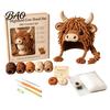 Parent Child Art Project Highland Cow Hat Crochet Kit, Halloween Pumpkin Spider Hood Handmade Holiday Ornament DIY Craft Kit for Adults Teens