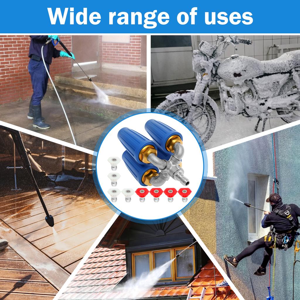 4-in-1 Turbo Nozzle Pressure Washer 2.0 Orifice Quadruple Turbo Nozzle  360° Rotating 1/4" Quick Connector 4000 PSI Tip Turbo
