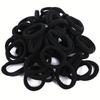 100 Stück Hochelastische Haargummis für Mädchen Schwarz Haarband Gummibänder Pferdeschwanzhalter Scrunchies Kinder Haarschmuck