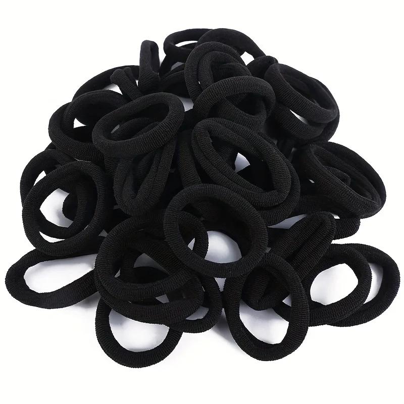 100 Stück Hochelastische Haargummis für Mädchen Schwarz Haarband Gummibänder Pferdeschwanzhalter Scrunchies Kinder Haarschmuck