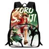 15 Inch Cartoon One Piece Backpack with Front Pocket, Light Weight Unisex School Backpack for Boys Girls Age 6-10 Travel Daypack