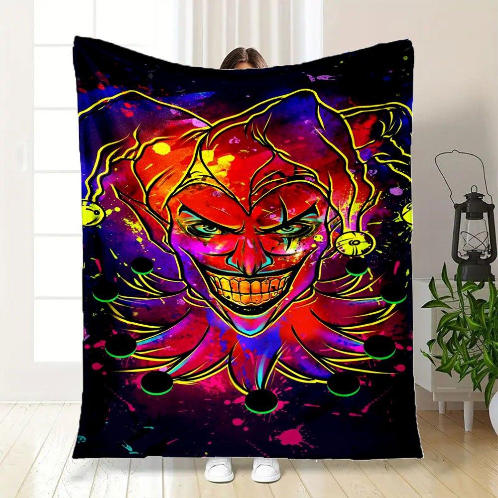 "Joker Neon Art Phone Case Cover"Blanket Flannel Throw Blanket for Sofa, Bed, Travel, Camping, Office