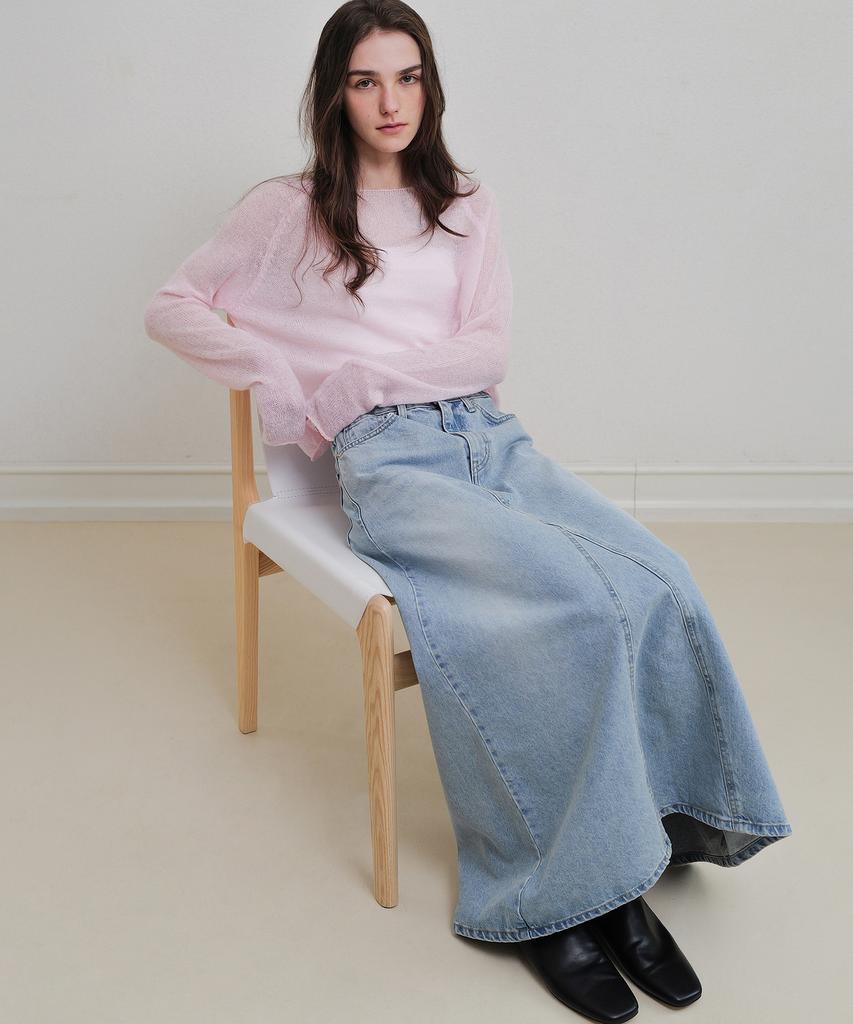 ANDNEEDS A Line Denim Skirt (Blue)