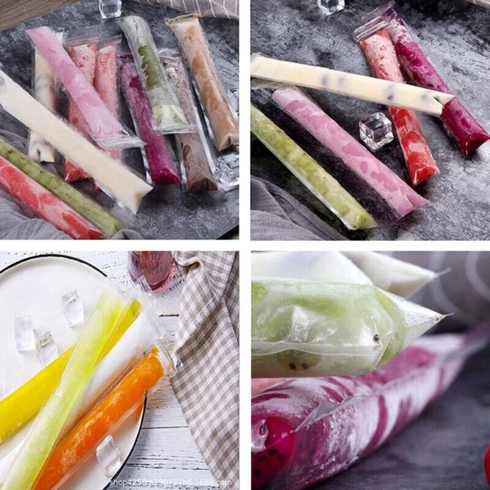 20/40pcs Transparent Ice Cream Bag Reusable Ice Popsicle Bags with Funnel Zip Lock Ice-Making Bags for Summer