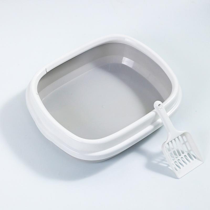 Semi-Enclosed Oval Cat Litter Box with High Sides & Scoop, Anti-Splash Design Cat Litter Box