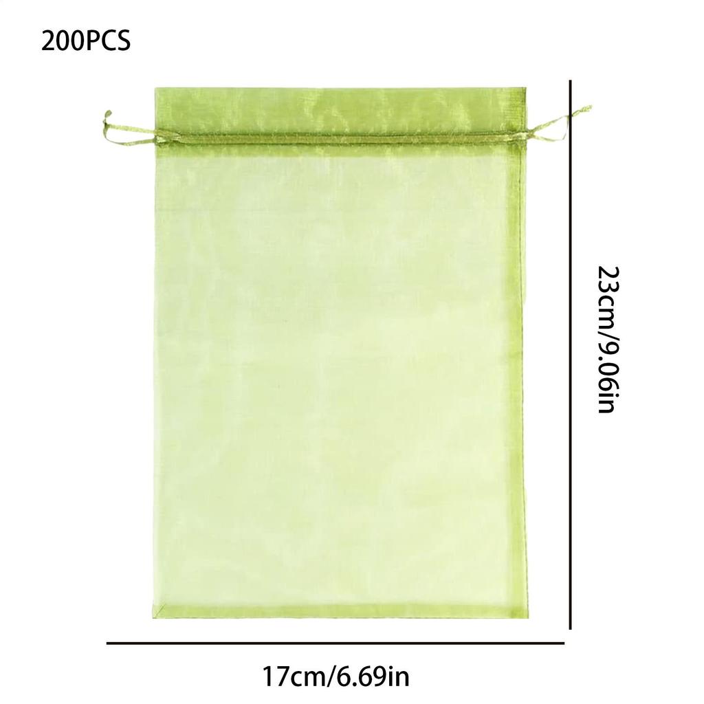 200Pcs Fruit Protection Netting Bags with Drawstring Reusable Grape Grow Bags Strawberry Cover Mesh Bags for Pests Control