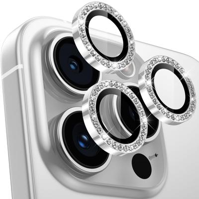 Lens Cover for iPhone 16 Pro Camera Glitter for iPhone 16 Pro Camera Shiny Aluminum 9H Tempered Scratch Black Overexposure Ultra High iPhone 16 16 Pro