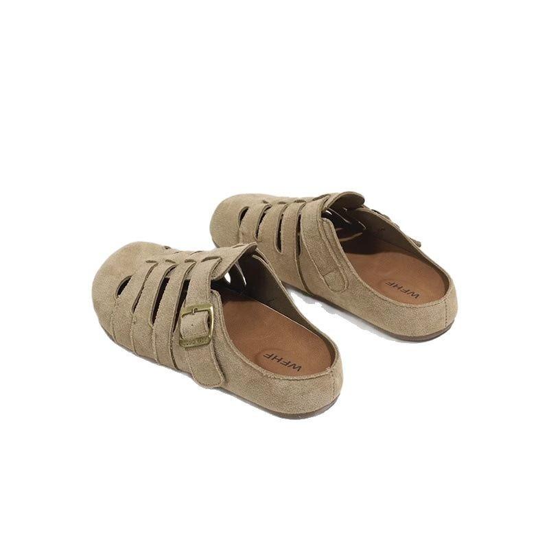 Versatile retro baotou half slippers women's outer wear summer new lazy hollow slippers platform sandals