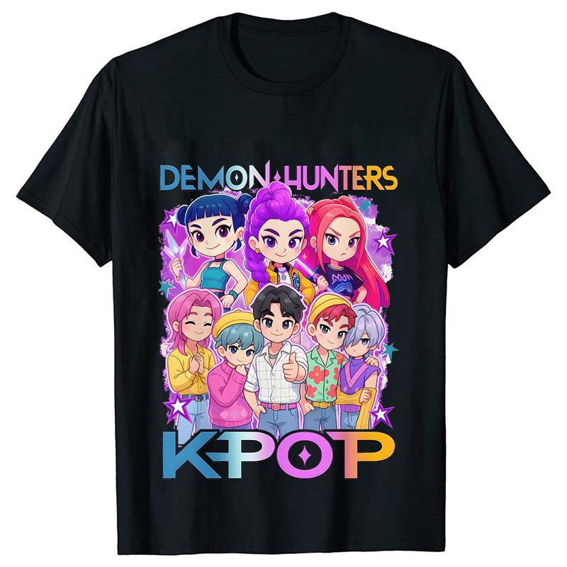Movie KPop Demon Hunters Graphic Print T-shirt Rumi Mira Zoey Tshirt Saja Boys T Shirts Men's Women's Fashion Trend Streetwear