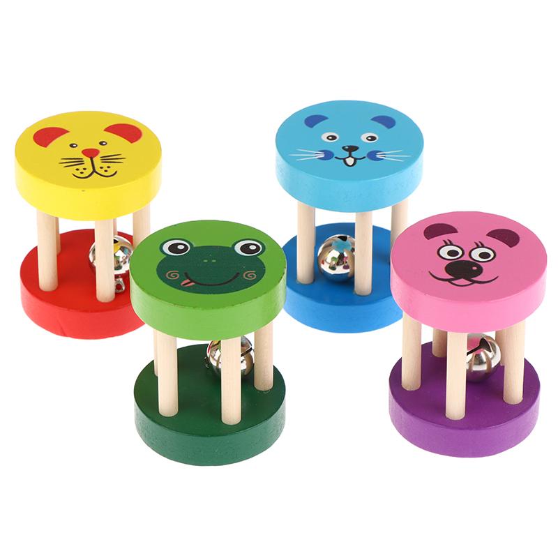 Castañuelas de Madera de Dibujos Animados para Niños Sonajas de Cinco Tachuelas Campanas Sonoras Clapper de Mango Instrumentos Musicales Juguetes Juguetes Educativos Para Niños
