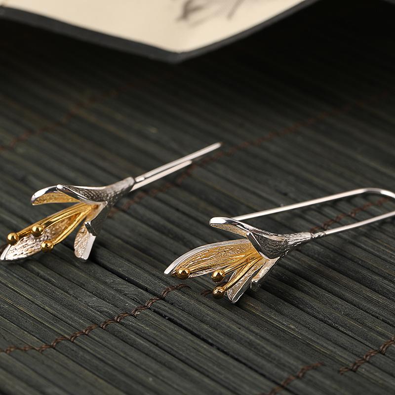 Exquisite Wunderschöne Blume Ohrring Trendiger Schmuck Einfache Persönlichkeit Silber Gold Farbe Metall Geschnitzt Floral Ohrringe für Frauen