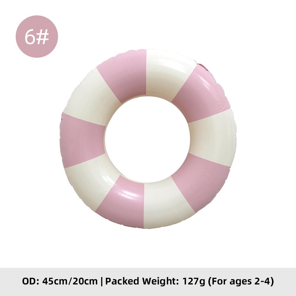 Summer Multicolor Striped Inflatable Swim Ring Thick PVC Leakproof Portable Foldable Pool Float Swimming Circle for Adults Kids