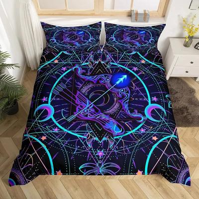 Gemini King Queen Duvet Cover Constellation Horoscope Comforter Cover Astrology Galaxy Bedding Set Star Polyester Quilt Cover