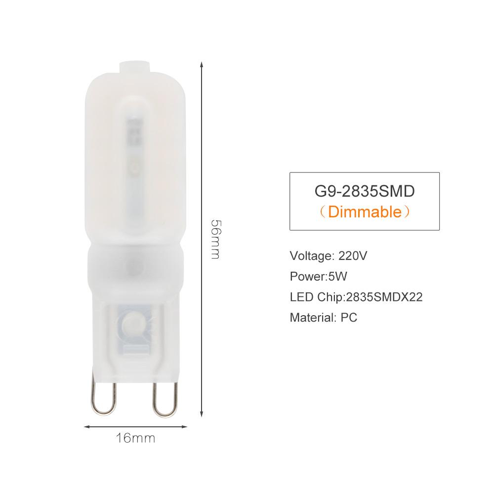 

220 В G9 светодиодная лампа для кукурузы с регулируемой яркостью 3 Вт/5 Вт, энергосберегающая для хрустальной лампы для коридора Milky hood cool white 220V