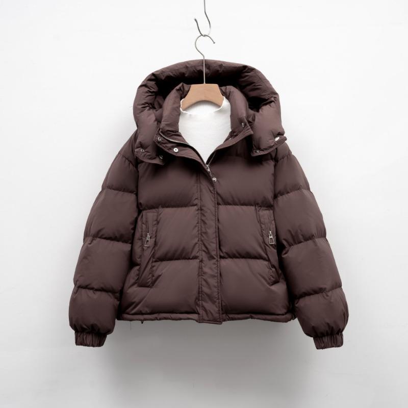 Pinghu Short Down Jacket Women's Winter New Regular Simple Hooded Small Warm Bread Jacket