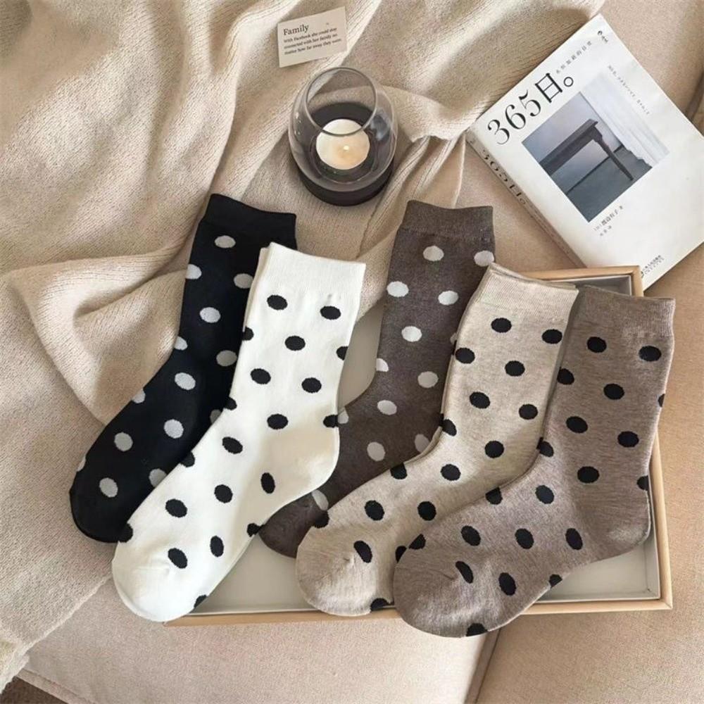 Mid-Calf Length Mid-Calf Crew Socks Polka Dot Pattern Warm Winter Socks Autumn Winter Season