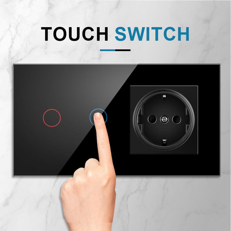 157 European Touch Switch & German Socket with Integrated Glass Panel for Homes
