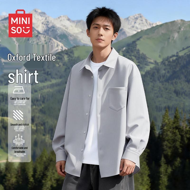 MINISO Men's Oxford Long Sleeve Shirt