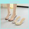 Sommer High Heel Pantoletten für Damen mit transparentem PVC-Sohle und Fisch Zehen Design