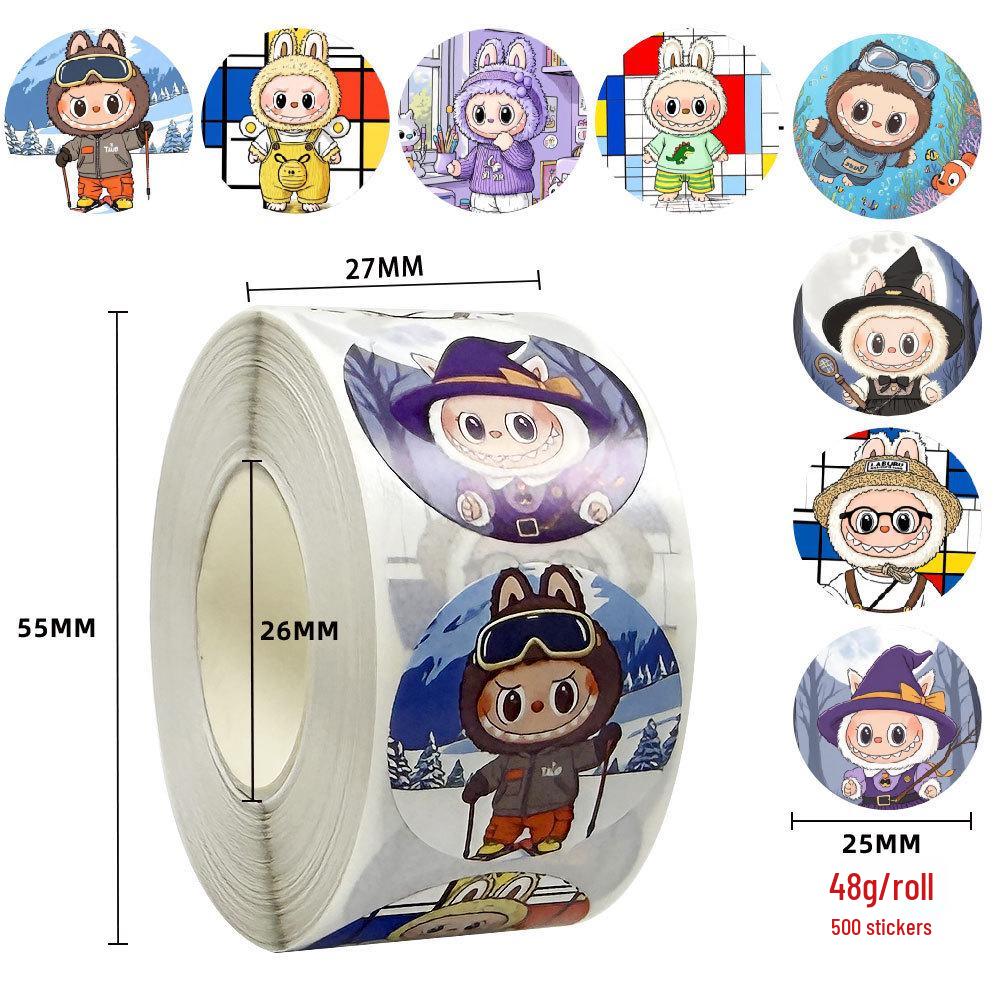 Cartoon Anime 500-Piece Pull-Out Roll Stickers for Scrapbooking and DIY Decoration