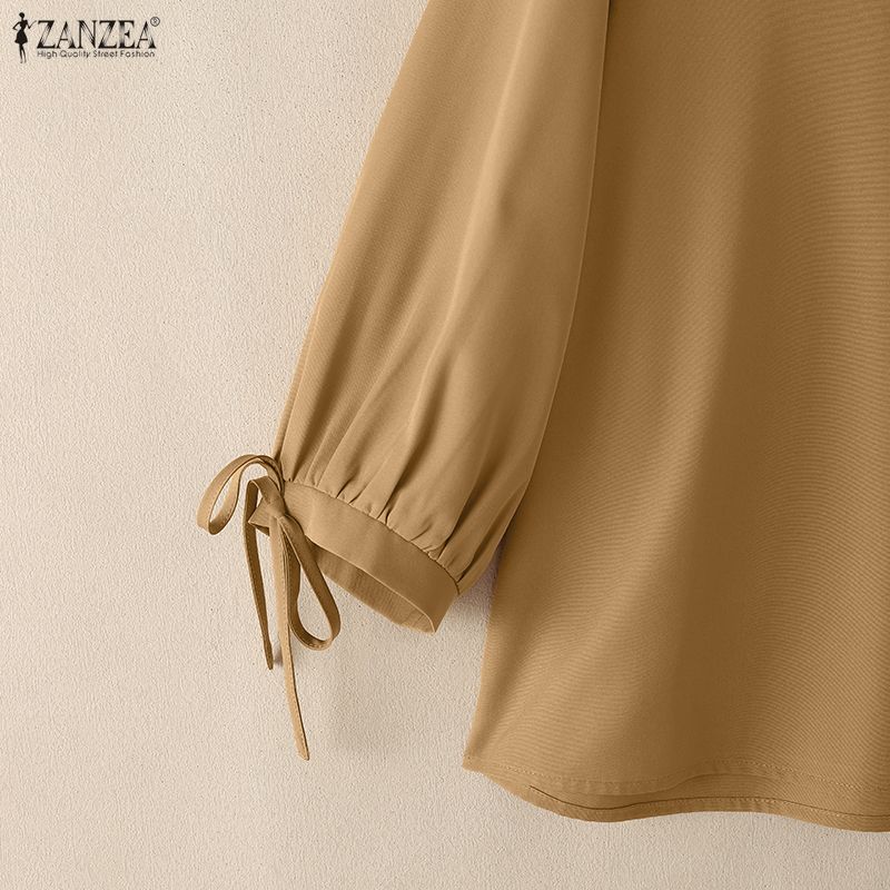ZANZEA Women Casual V-Neck 3/4 Sleeve Loose Elegant Blouse