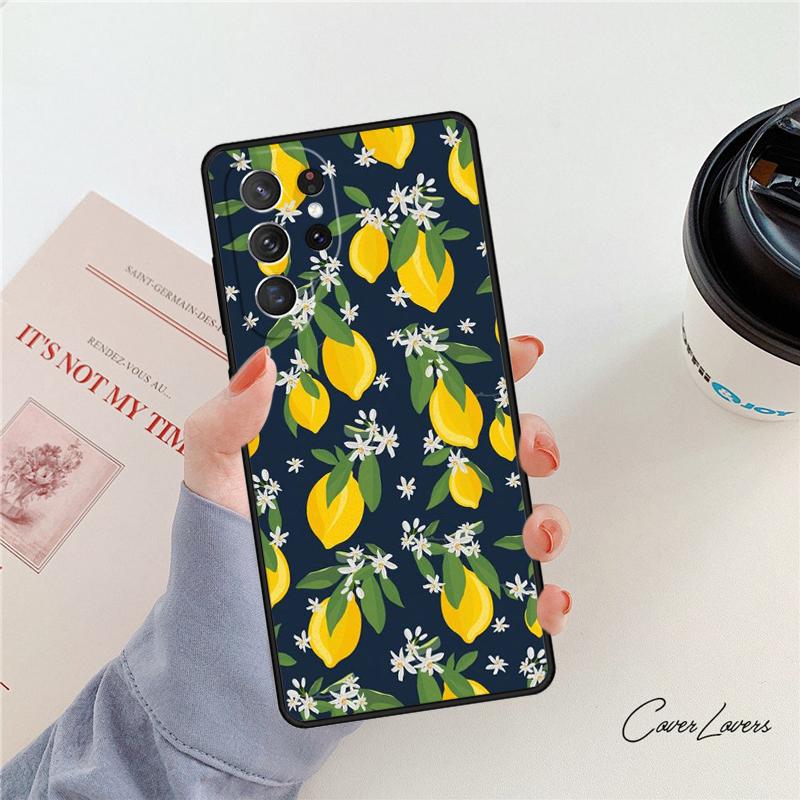 Tropical Summer Fruit Lemon phone case For Samsung Galaxy S24 S25 S23 S22 Ultra Note 10 20 Plus S20 S21 FE Cover