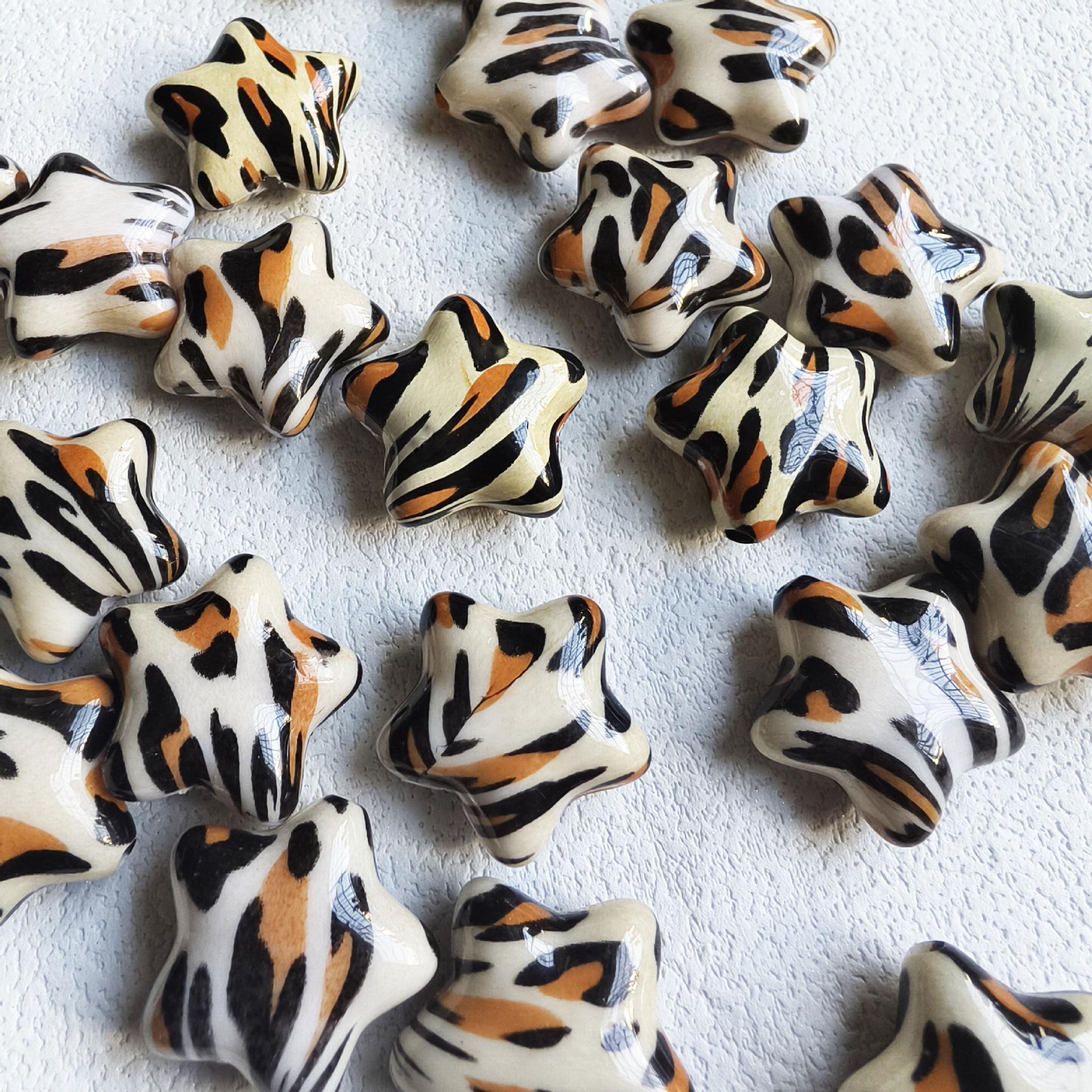 Acrylic Leopard Print Star DIY Beading Jewelry Accessories.