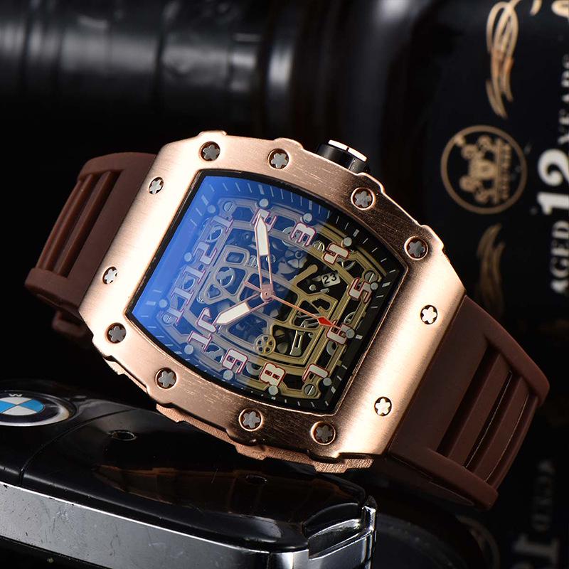 Barrel-Shaped Unisex Quartz Watch with Hollow Non-Mechanical Pointer and Single Calendar