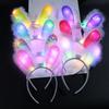 New LED Light Glowing Headband Plush Rabbit Ear Hairband Birthday Festival Easter Party Fluffy Hair Accessories Girls Headwear