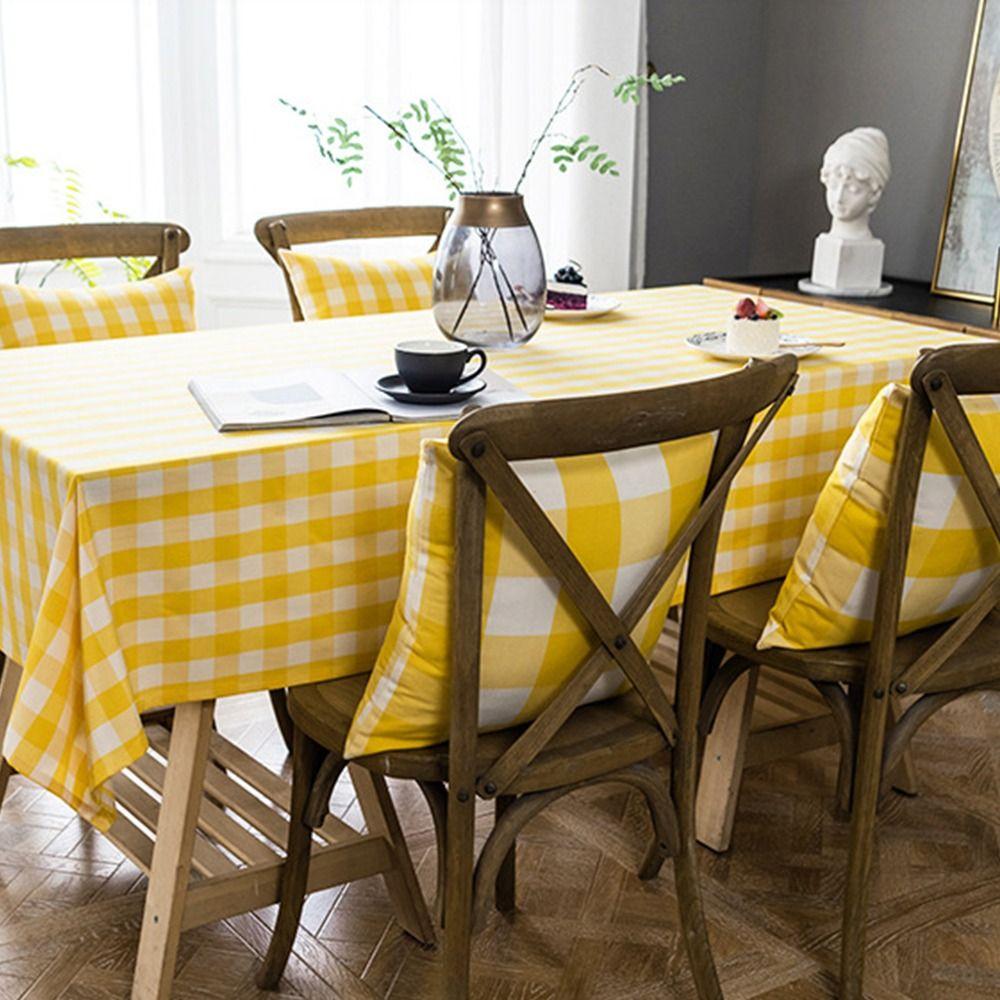 2 Pack Yellow and White Gingham Tablecloth 54 X 108 Inches Plastics Desktop Decoration Rectangle Waterproof & Wrinkle