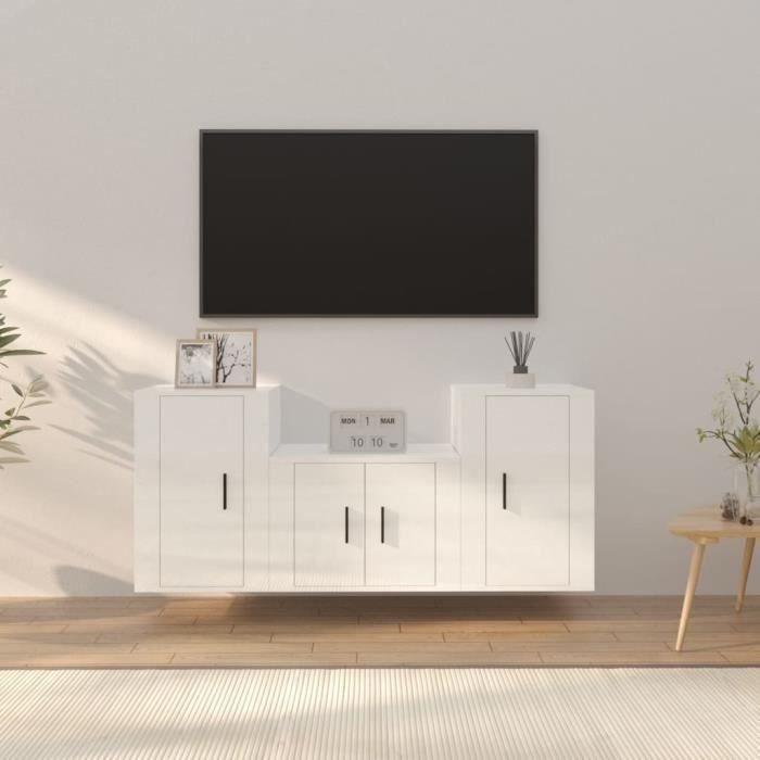 VidaXL TV Furniture Set 3 Pcs High Gloss White Engineered Wood 3188384