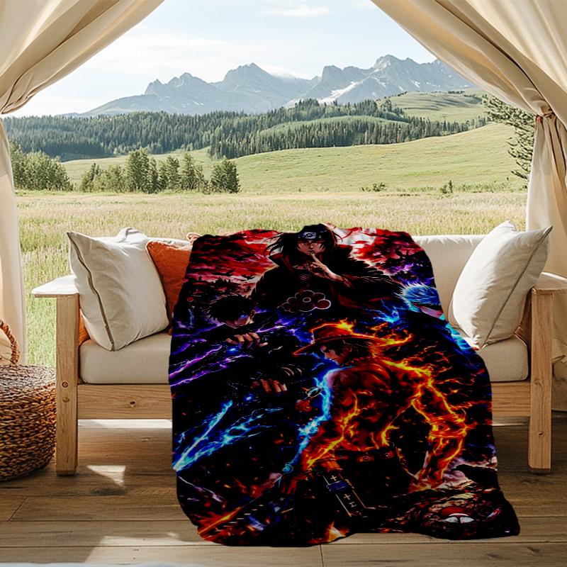 Naruto Battle Print Flannel Blanket, Soft Warm Lightweight Throw Blanket for living Room,Sofa Bed Camping office