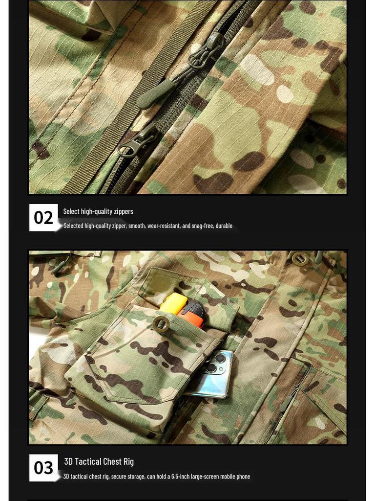 Men's Wear-Resistant Camouflage Workwear Set: Jacket & Pants for Outdoor, Tactical, and Mountaineering Activities