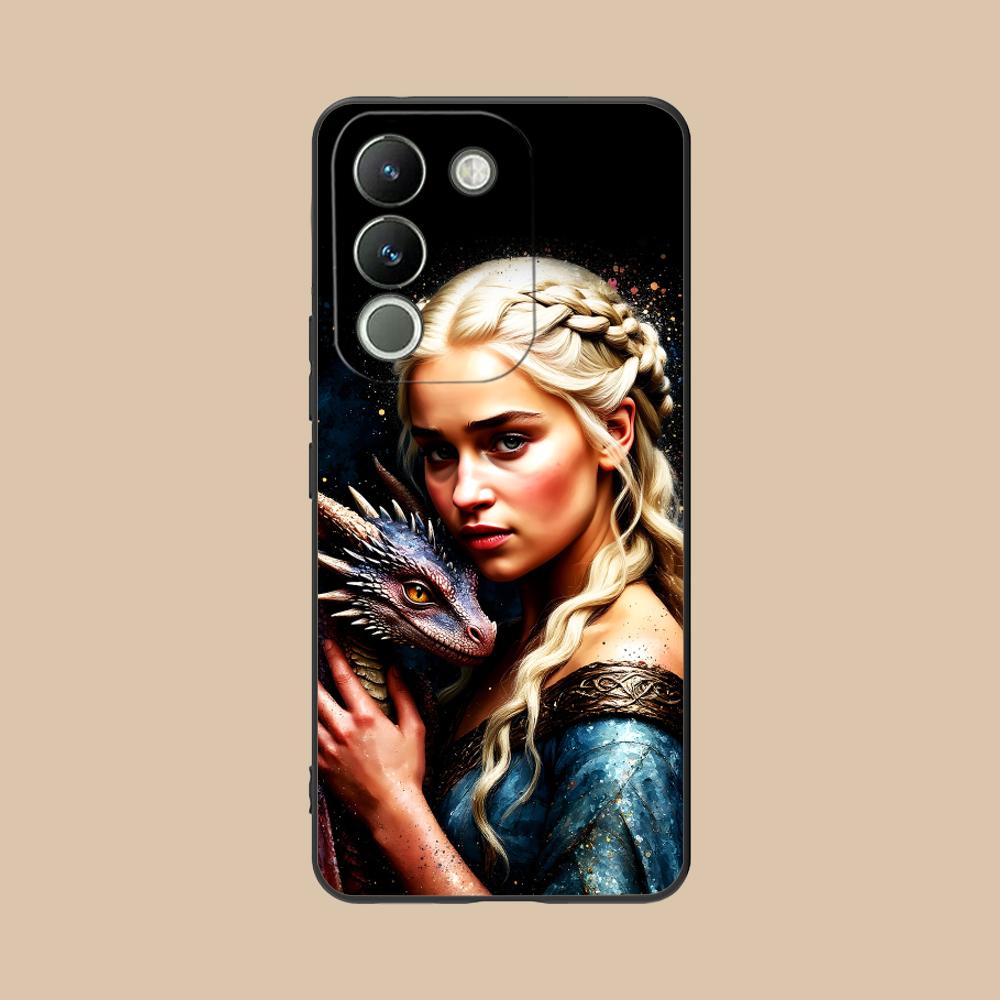 Dragon Queen Matte TPU Mobile Phone Case for VIVO Y77 76 75 74 73 72 58 56 55 51 50 38 36 Y19 Y18 Y03 Y01 5G Colorful Cover