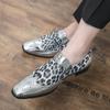Fashion Gold and Silver Men Fashion Shoes Leopard Print Casual Shoes Low Heel Loafers Men Mens Oxfords Business Wedding Moccasins Formal